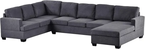 Vista 7 de Daesar Sofá seccional tapizado grande moderno en forma de U, sofá de tumbona extra ancho, gris