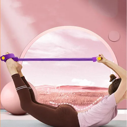 Vista 6 de Banda de resistencia con mango de pedal, 6 tubos elásticos de látex natural, cuerda de tracción, bandas de fitness para piernas, brazos, abdomen