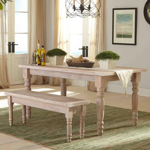 Vista 11 de Grain Wood Furniture Valerie Original - Mesa de comedor de madera maciza de 63 pulgadas, madera de granero Barnwood