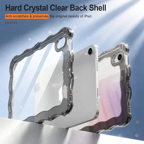 Vista 3 de Funda para iPad mini 7 (A17 Pro) generación 2024 de 8.3 pulgadas, 6ª generación 2021 de 8.3 pulgadas, TPU duradero con borde ondulado, policarbonato