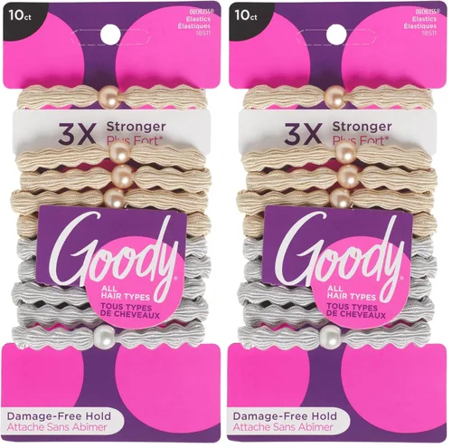 Vista 16 de Goody Ouchless Forever - Bandas elásticas para el cabello, 10 unidades, color negro, bandas sin daños, lazos elásticos 3 veces más fuertes