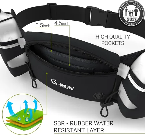 Vista 5 de Q-RUN Cinturón de hidratación para correr, Negro