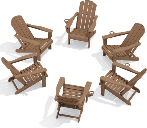 Vista 26 de SERWALL Silla Adirondack plegable ajustable con portavasos reclinable
