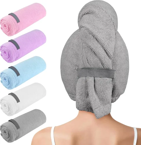 Vista 9 de AIDEA - Toalla para el cabello, paquete de 5 toallas absorbentes de secado rápido de 26 x 10 pulgadas Microfiber Hair Towel for Curly & Long Hair