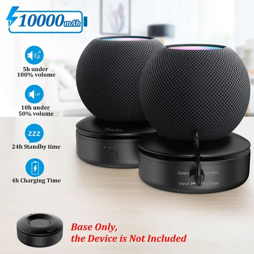 Vista 3 de PlusAcc Base de batería para HomePod Mini – Estación de carga portátil de 10000 mAh compatible con Home Pod Mini, soporte para cargador de gestión