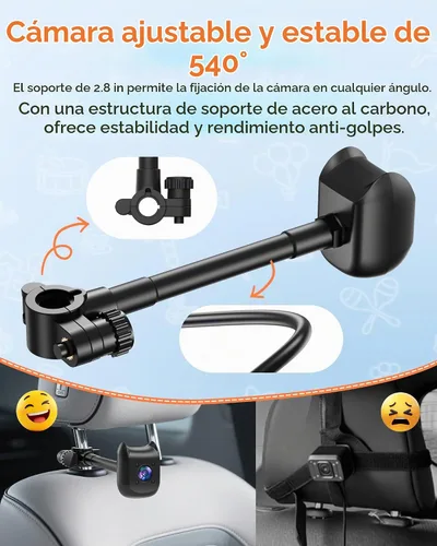 Vista 4 de Monitor de bebé con doble cámara para automóvil con pantalla dividida de 6.9 pulgadas