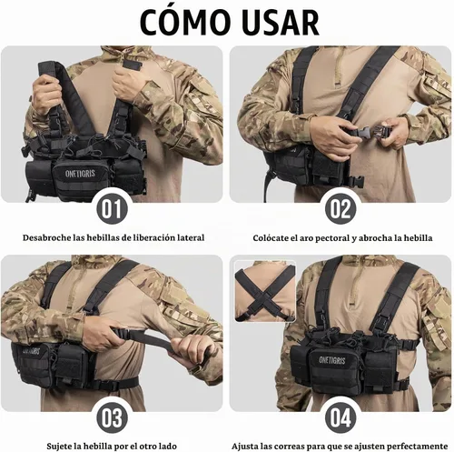 Vista 8 de ONETIGRIS Chest Rig, Dangler Pouch for Hunting Shooting Hiking Negro