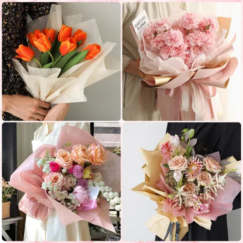 Vista 8 de VinTS 48 hojas de papel de forro de algodón de 23.6 x 23.6 pulgadas, estilo coreano de papel de forro de ramo floral impermeable, papel de regalo