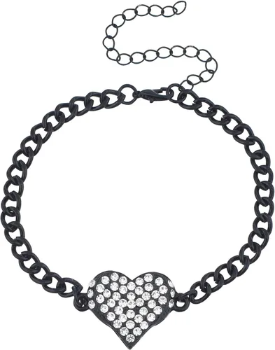 Vista 3 de LUX ACCESSORIES Juego de 3 piezas de regalo de joyería con cadena de corazón brillante Negro