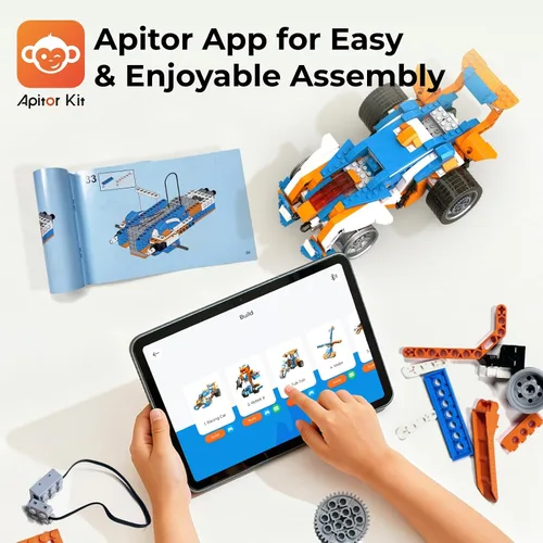 Vista 5 de Apitor Kit de Construcción de Robot X, 12 en 1 Programable con Aplicación, Control Remoto APP, Vehículo RC, Conjunto de Codificación de Robótica