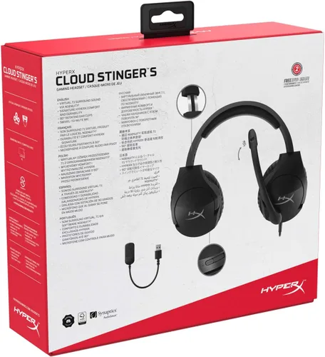 Vista 11 de HyperX Cloud Stinger S - Auriculares para juegos, para PC, sonido envolvente virtual 7.1, ligeros, espuma viscoelástica, cuero sintético suave