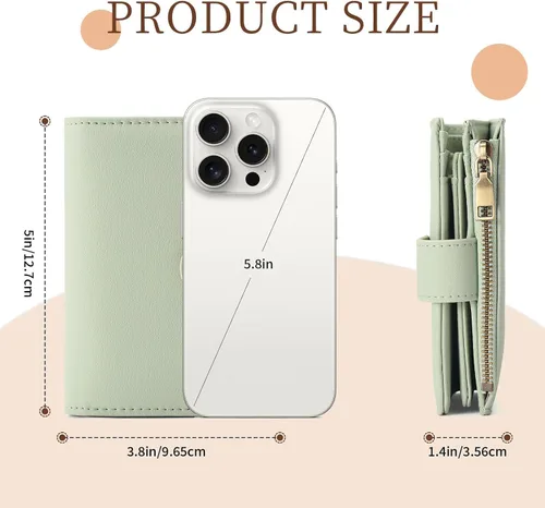 Vista 4 de GAEKEAO Cartera pequeña de cuero vegano con bloqueo RFID plegable para mujer, tarjetero compacto con bolsillo con cremallera y ventana