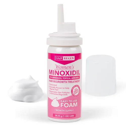 Vista 2 de Hair Regen Minoxidil Foam para mujeres 5% - Tratamiento de crecimiento del cabello para mujer - Minoxidil espumoso tópico para mujeres - Ideal