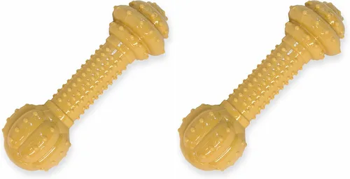 Vista 13 de Juguete mordedor para perros Nylabone, sabor mantequilla de maní., Barbell, L