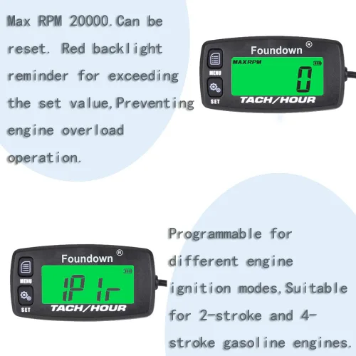 Vista 4 de Tacómetro de motor pequeño, medición de RPM, medidor de horas digital, monitoreo de horas del motor para aviones ultraligeros, motosierra