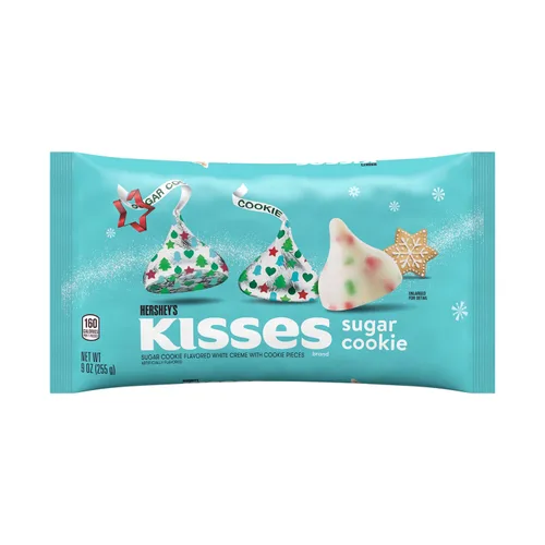 Vista 2 de HERSHEY'S KISSES - Bolsa para dulces de Navidad, sabor a galleta de azúcar, 9 onzas