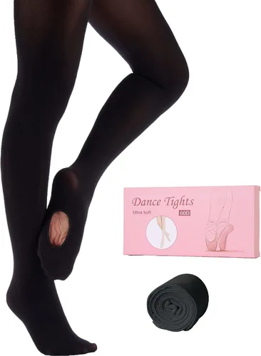 Vista 2 de MdnMd Mallas de ballet para niñas y mujeres, ultra suaves, convertibles, para danza, mallas de transición para niños pequeños y adultos
