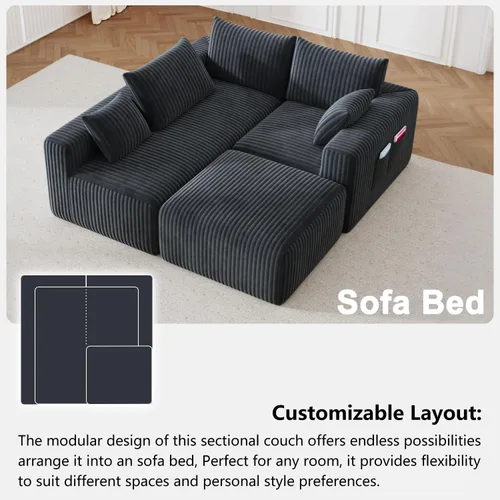 Vista 8 de Sofá modular modular de 108 pulgadas para sala de estar, sofá sin hueso en forma de L con diván de asiento profundo, no requiere montaje, sofá cama