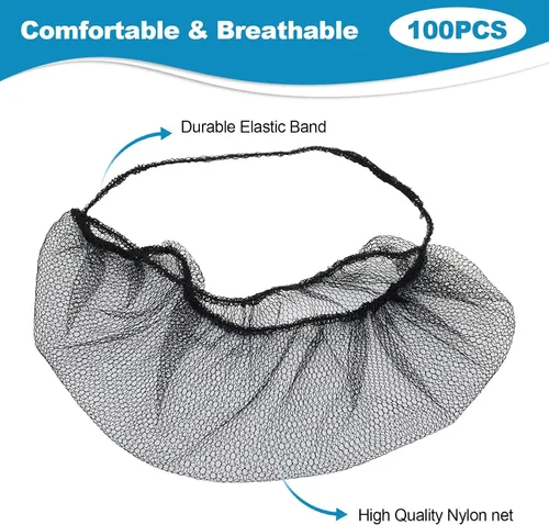 Vista 2 de 100 piezas elásticas negras cómodas cubiertas protectoras para barba de 18 pulgadas desechables de nailon transpirable para hombres