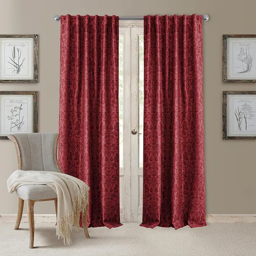 Vista 12 de Elrene Home Fashions Antonia Panel de Cortina Individual para Ventana con Diseño Floral de Damasco Opaca, 52"x84", Dorado Antiguo Oro envejecido