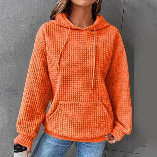 Vista 6 de Sudaderas de otoño para mujer con cordón de manga larga con capucha y bolsillo