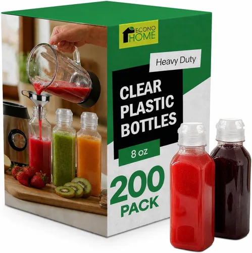 Vista 23 de EconoHome Paquete de 50 botellas cuadradas de jugo de 16 onzas, sin BPA