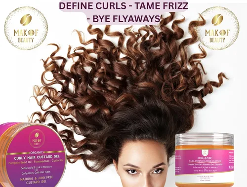 Vista 7 de MAKOF BEAUTY Gel de crema para definir y peinar rizos, mejora la definición de los rizos y la sujeción duradera. Con linaza, semilla de calabaza