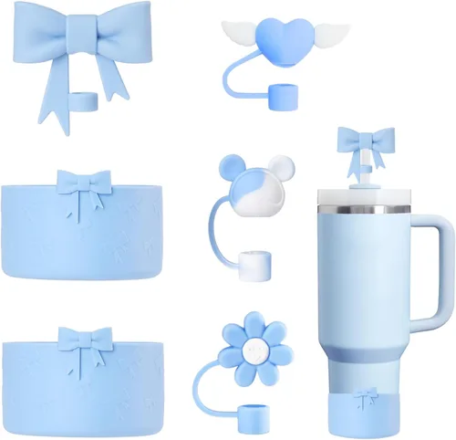 Vista 12 de Stanley - Juego de accesorios para vasos que incluye 4 fundas de silicona para popotes Stanley Cup de 0.394 in/0.4 pulgadas, 2 botas de lazo