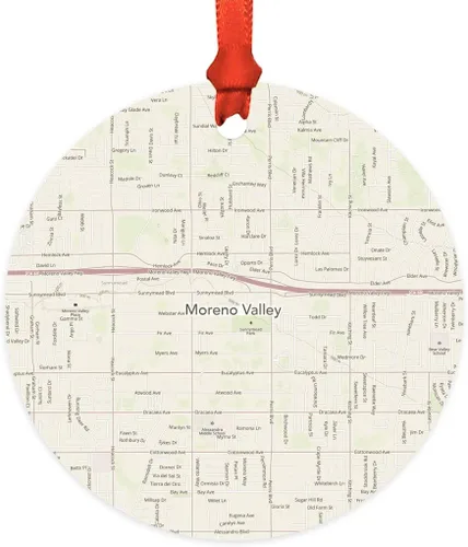 Vista 25 de Andaz Press Mapa de la ciudad de Estados Unidos redondo de madera natural MDF ornamento de Navidad, Akron, Ohio Vintage Mapa, 1 paquete, larga