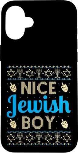 Vista 23 de Nice Jewish Boy Ugly Hanukkah Sweater Funny Jewish Chanukkah Case for iPhone 16