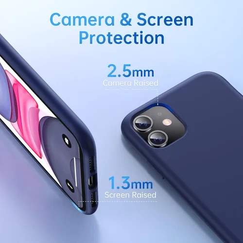 Vista 5 de Funda de silicona para iPhone 11, compatible con MagSafe [forro de microfibra suave] a prueba de golpes, funda delgada de 6.1 pulgadas, azul marino