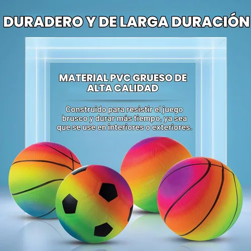 Vista 8 de Bedwina Mini bolas deportivas arcoíris – 5 pulgadas (paquete de 4) bolas inflables de vinilo para niños y niños pequeños con bomba de aire manual