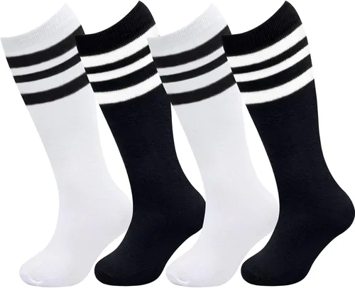 Vista 3 de 4 pares de calcetines de fútbol para niños pequeños, calcetines de fútbol para niñas y niños, calcetines de béisbol para niños pequeños, calcetines