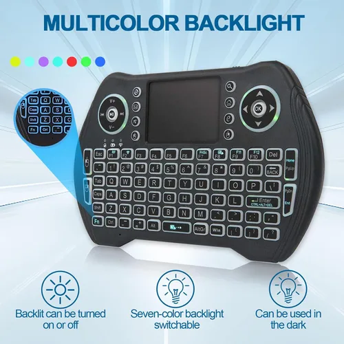 Vista 3 de EASYTONE Mini teclado inalámbrico retroiluminado con panel táctil y mouse combinado con batería recargable de iones de litio teclas multimedia