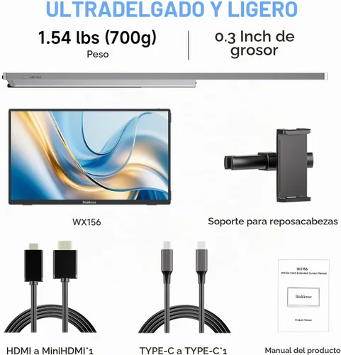 Vista 8 de Monitor portátil inalámbrico, 15.6" 1080P IPS TV del coche