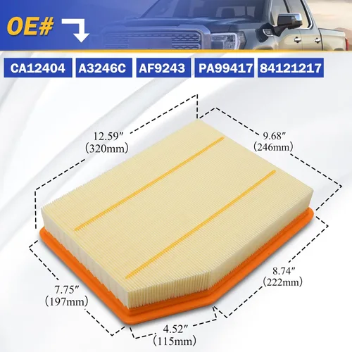 Vista 5 de CA12404 Filtro de aire de motor para Chevy Silverado 1500 Suburban Tahoe/GMC Sierra 1500 Yukon XL/Cadillac Escalade 2019-2022