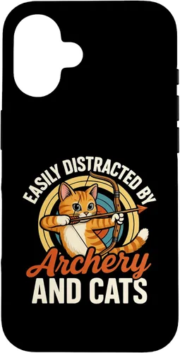 Vista 32 de Funny Cat Parent Gift Easily Distracted by Archery and Cats Case for iPhone 17