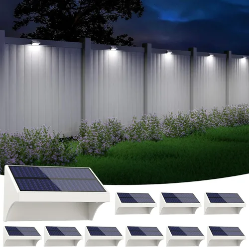 Vista 10 de NIORSUN Luces de valla para exteriores, paquete de 6 luces solares LED impermeables para valla con batería de 1500 mAh, blanco cálido/blanco Negro