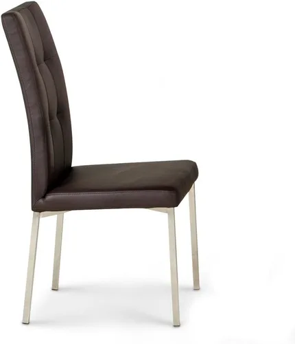 Vista 4 de Zuri Furniture Silla de comedor moderna Charlotte con patas cromadas Marrón