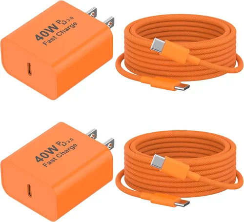 Vista 10 de [Certificado MFi de Apple] Cargador para iPhone 17 Pro Max de carga rápida, bloque de carga USB C de 40 W con cable de carga tipo C extra largo
