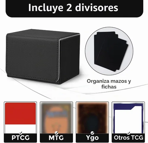 Vista 3 de Caja de cubierta Zettokete MTG con 2 divisores, caja de cubierta Commander de gran capacidad se adapta a 100+ cartas con manga doble, estuche