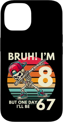 Vista 4 de Bruh I'm 8 But One-Day I'll Be 67 Retro 8th Birthday Kids Case for iPhone XR