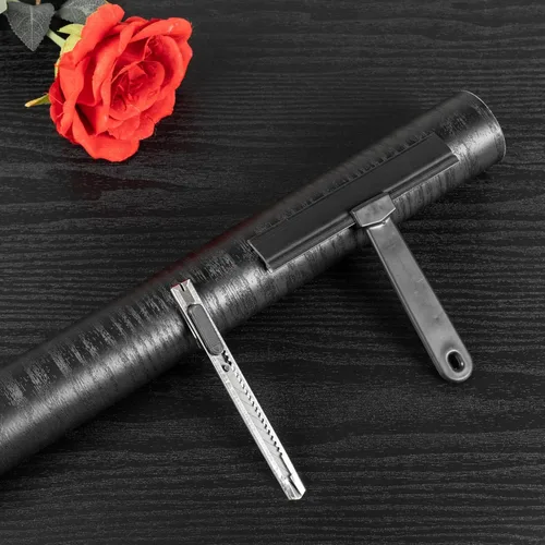 Vista 16 de Papel de contacto de madera azul oscuro despegar y pegar, papel tapiz engrosado sin rasgaduras, adhesivo de vinilo, autoadhesivo impermeable
