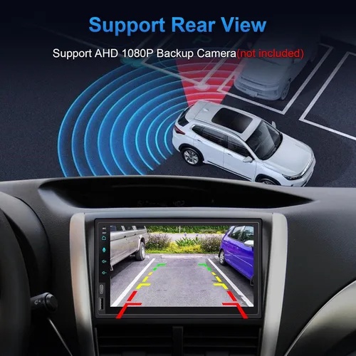 Vista 8 de Estéreo de coche de doble DIN de 7 pulgadas con CarPlay inalámbrico y Android Auto inalámbrico, radio de coche con pantalla táctil con Bluetooth