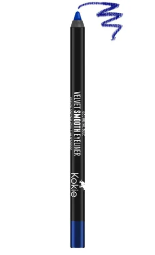 Vista 8 de Kokie Cosmetics Lápiz delineador de ojos impermeable de terciopelo suave, azul brillante, 0.042 onzas