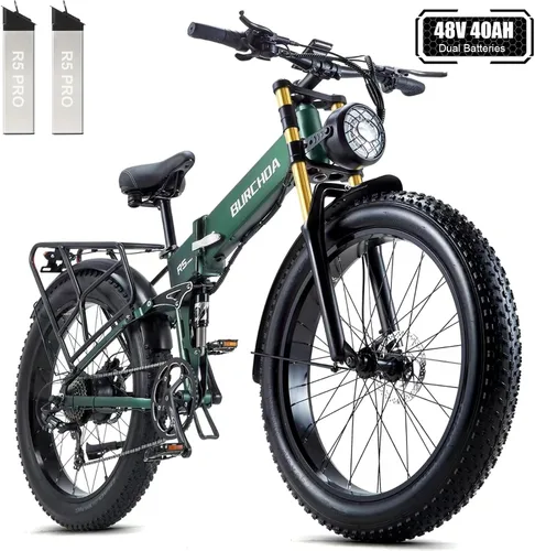Vista 10 de Electric Bike for Adults 1500W Peak 30 MPH E-Bike 70-140 Mile, 48V 20/40 Ah Removable Battery, 26" Fat Tire Electric Dirt Bike, Full Suspension