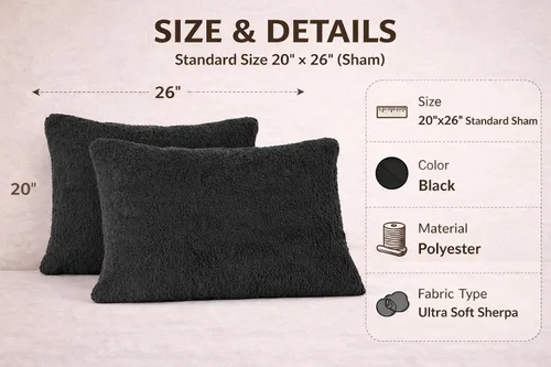 Vista 2 de Reafort Fundas de almohada ultra suaves de sherpa de tamaño estándar de 20 x 26 pulgadas, paquete de 2 con cierre de cremallera