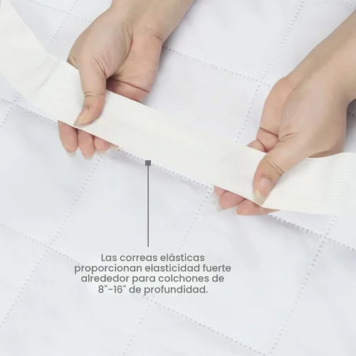 Vista 6 de Protector de Colchón Individual – Almohadilla de Colchón Impermeable para Incontinencia – Cubierta Suave, Transpirable, Lavable con Fuertes Correas