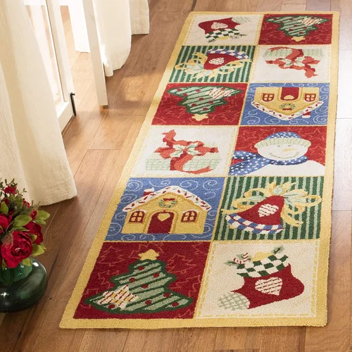 Vista 7 de SAFAVIEH Alfombra decorativa de lana hecha a mano de 2 x 3 pies, colección Chelsea, diseño de temporada, blanco y multicolor, ideal para entrada