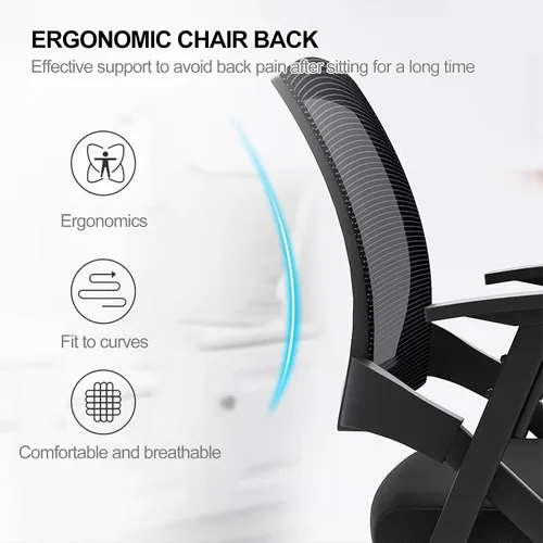 Vista 4 de 2 Pcs Office Folding Chair with Writing Desk, Mesh Guest Reception Chair, Portable Backrest Office Chair for Office, Training, Meeting(Blue)